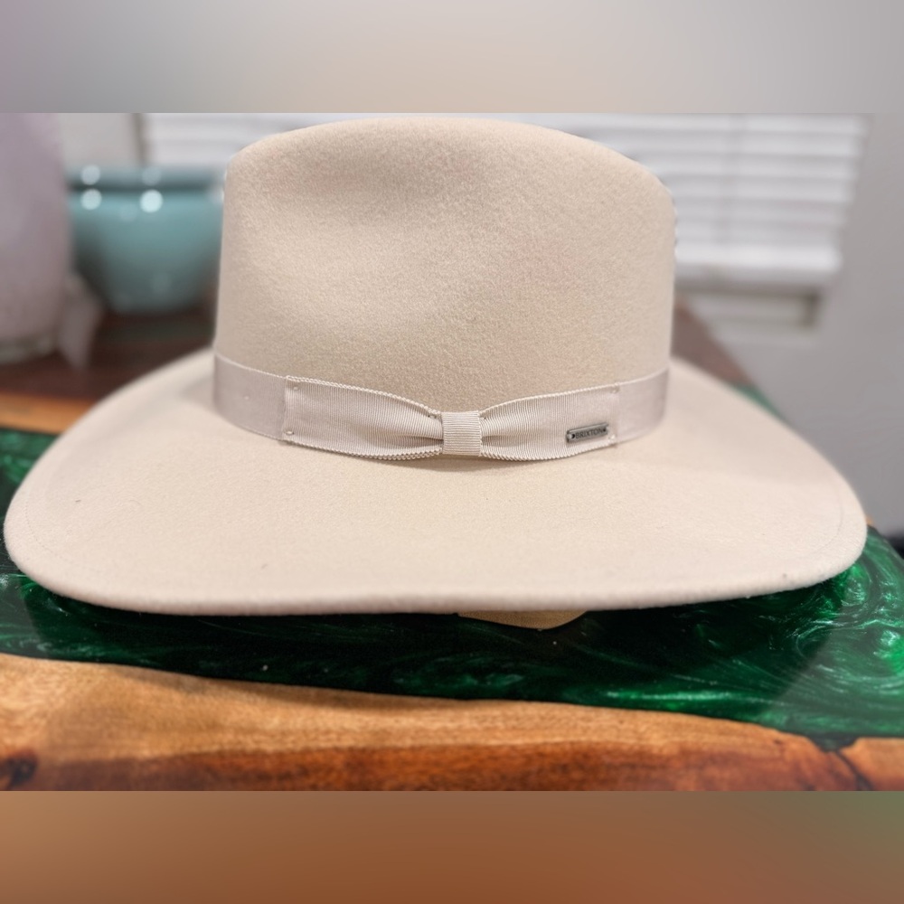 Brixton Cream Fedora Hat with Bow Detail